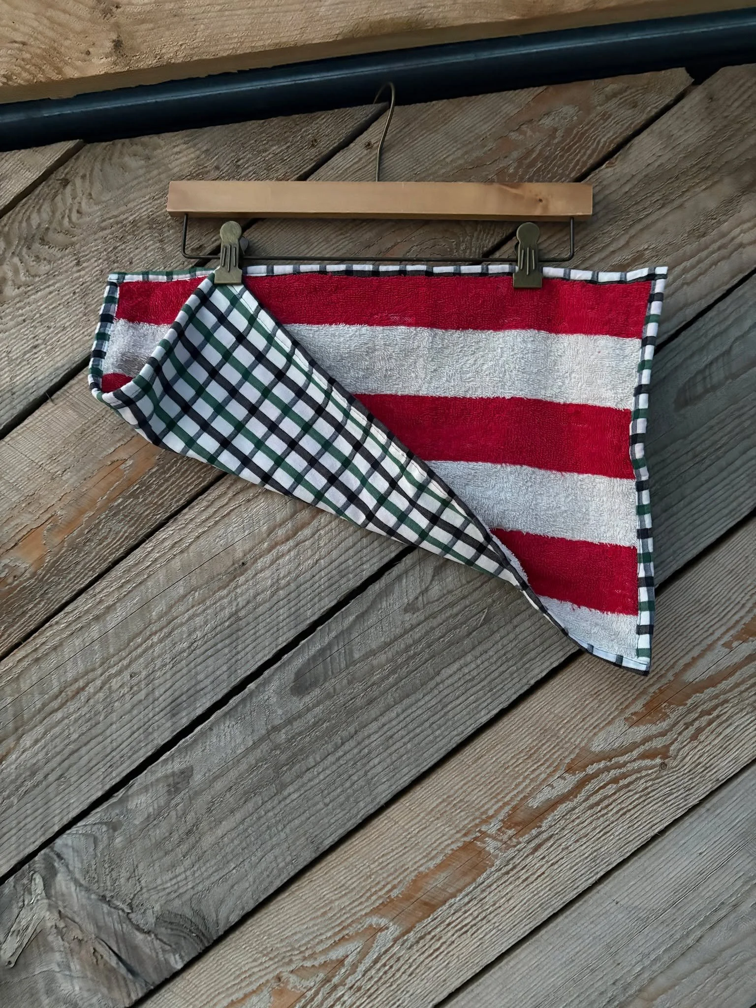 Old beach towel/old dress turned burp cloth. What sort of textile would you want to be in the afterlife?