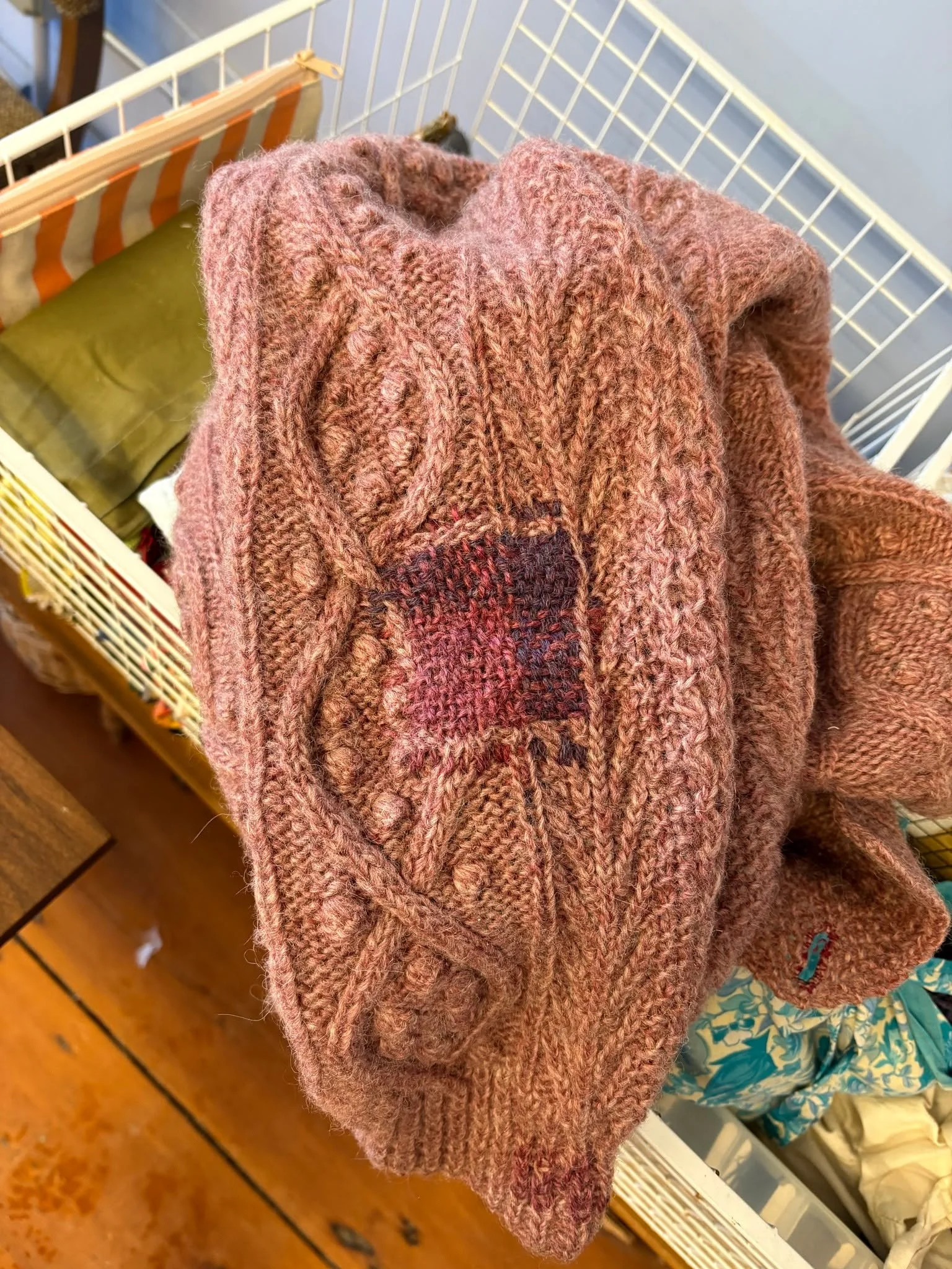 This sweater had some previous mends already on there. Such love given to a very sweet garment.