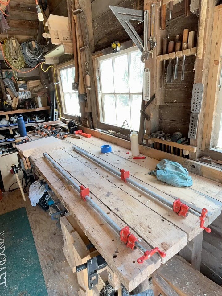 Some good old fashioned oak panel making. I always enjoy these beautiful spring days when I can finally feel summer in my legs and do glue ups outside.