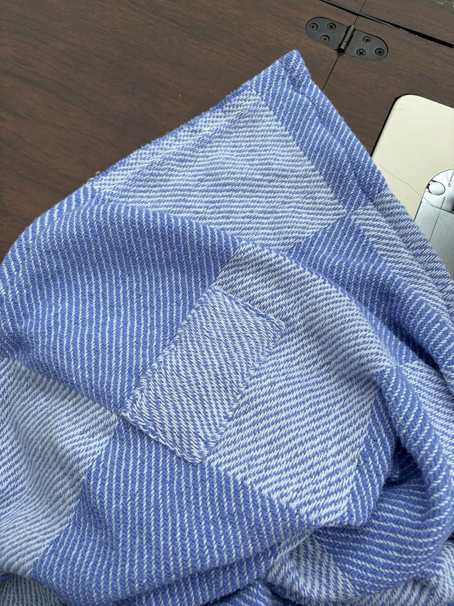 A patchy patchy and new hem on this LL Bean blanket.