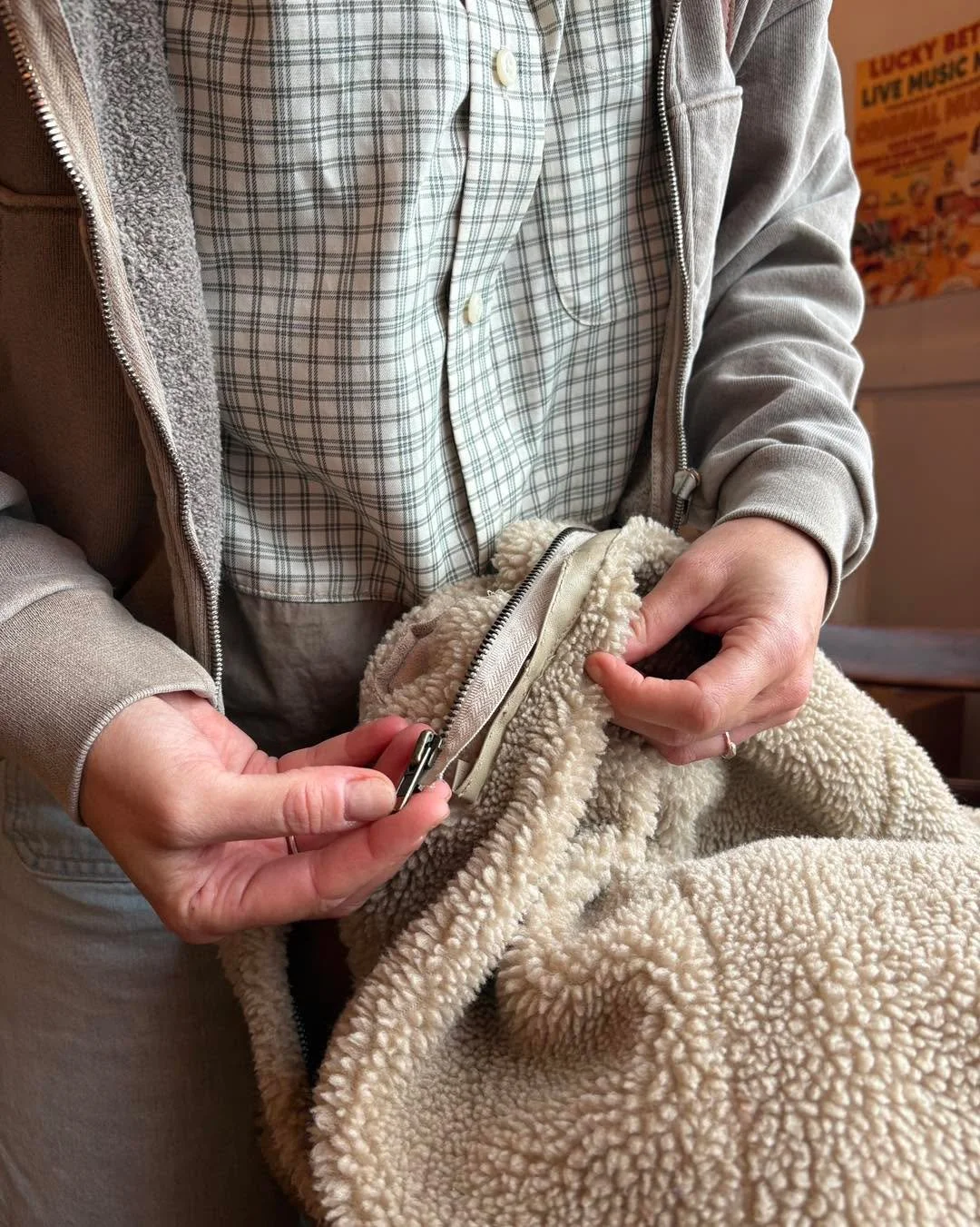 Lucky Bettys recap - a coat zipper repaired. 

See you next time at Lucky Bettys Monday 10/26 from 4-6. I can do simple mending on the spot and/or pick up projects to take home.