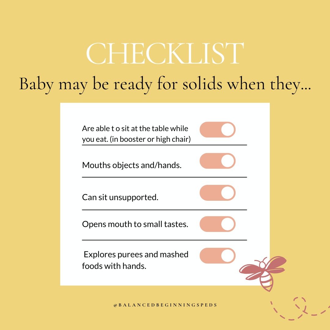 Transitioning to solids is about more than your child hitting a certain age. Read your baby's cues and be sure to make them part of mealtime before it is even time to transition to that next stage of feeding! 

If you have concerns regarding feeding 