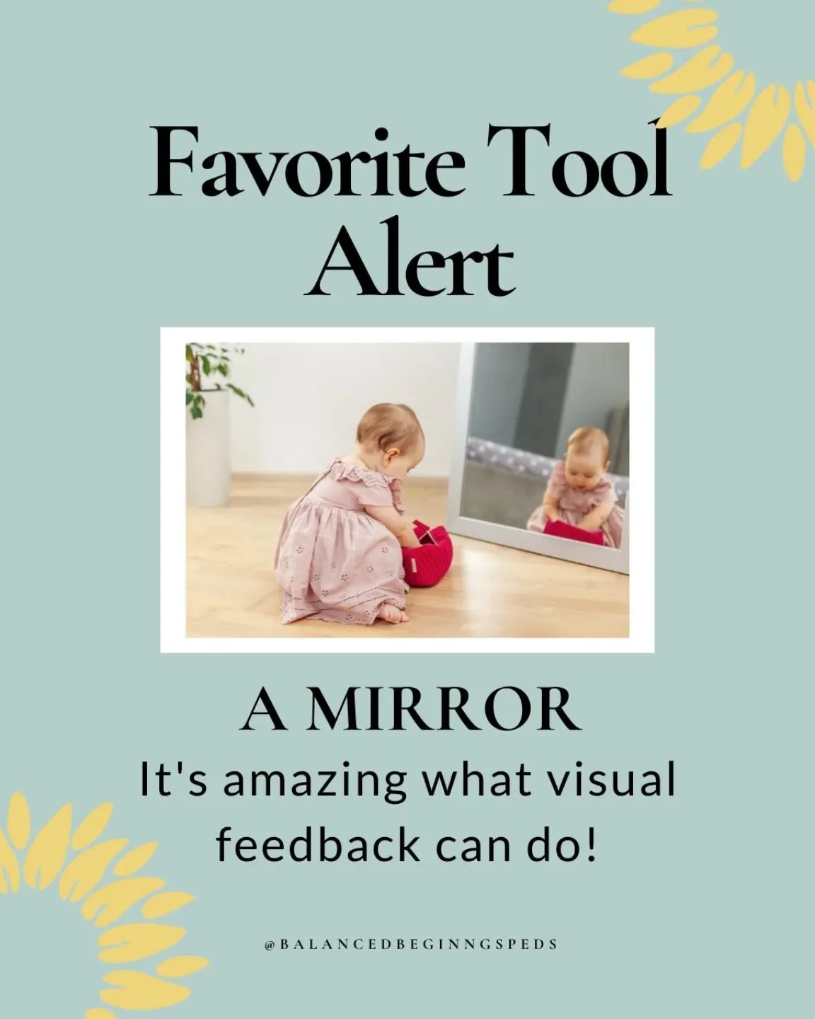 Raise your hand if your child loves a mirror. 🤚

Mirrors are great tools in play! Think about it, when was the last time you looked in a mirror with your child and didn't smile and interact. 

Sensory play is so important when supporting engagement 