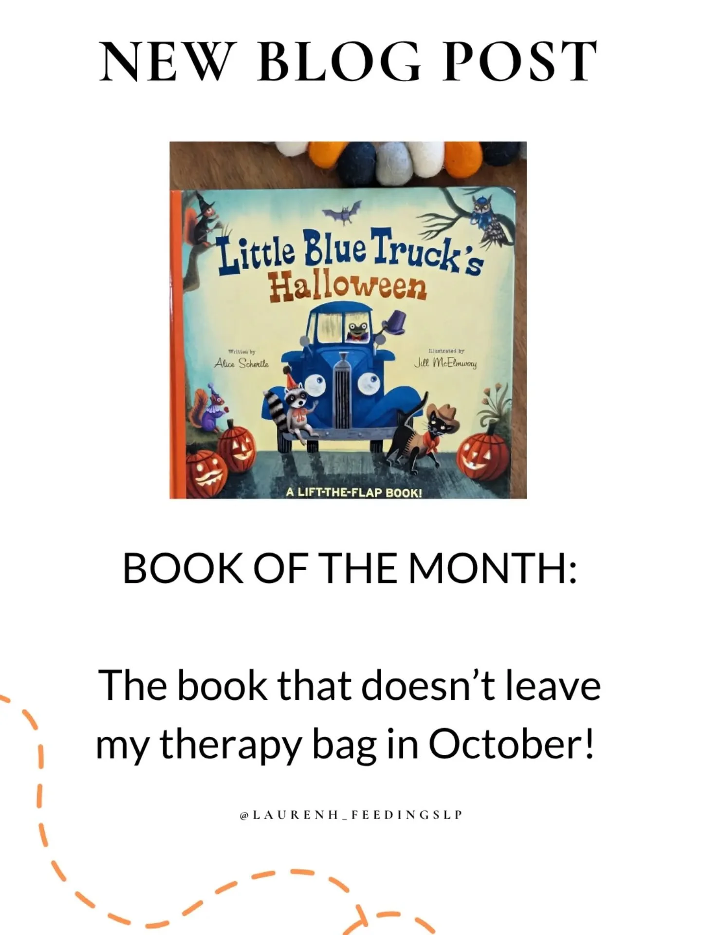 NEW BLOG POST 🎉
October's Book of the Month and my five favorite ways to use it for speech and language development. 

Click to link in my bio to access it!