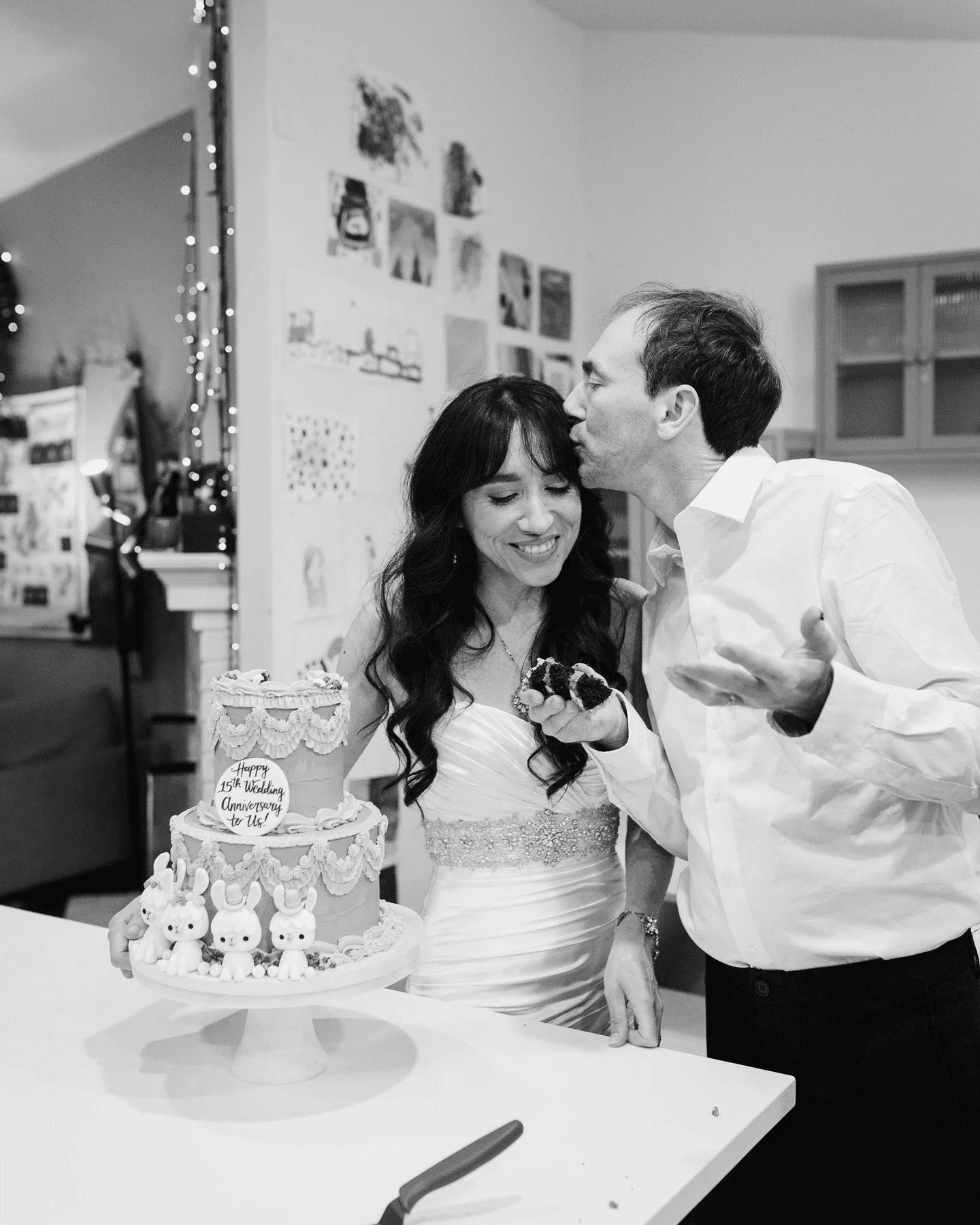 This is your sign to celebrate your anniversary.
You + your partner are the foundation of your family, and that kind of love deserves to be marked.

I love that this mama chose to put on her wedding dress, order a fancy cake, and celebrate right alon