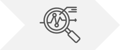 Magnifying glass over network diagram icon, symbolizing analysis or research