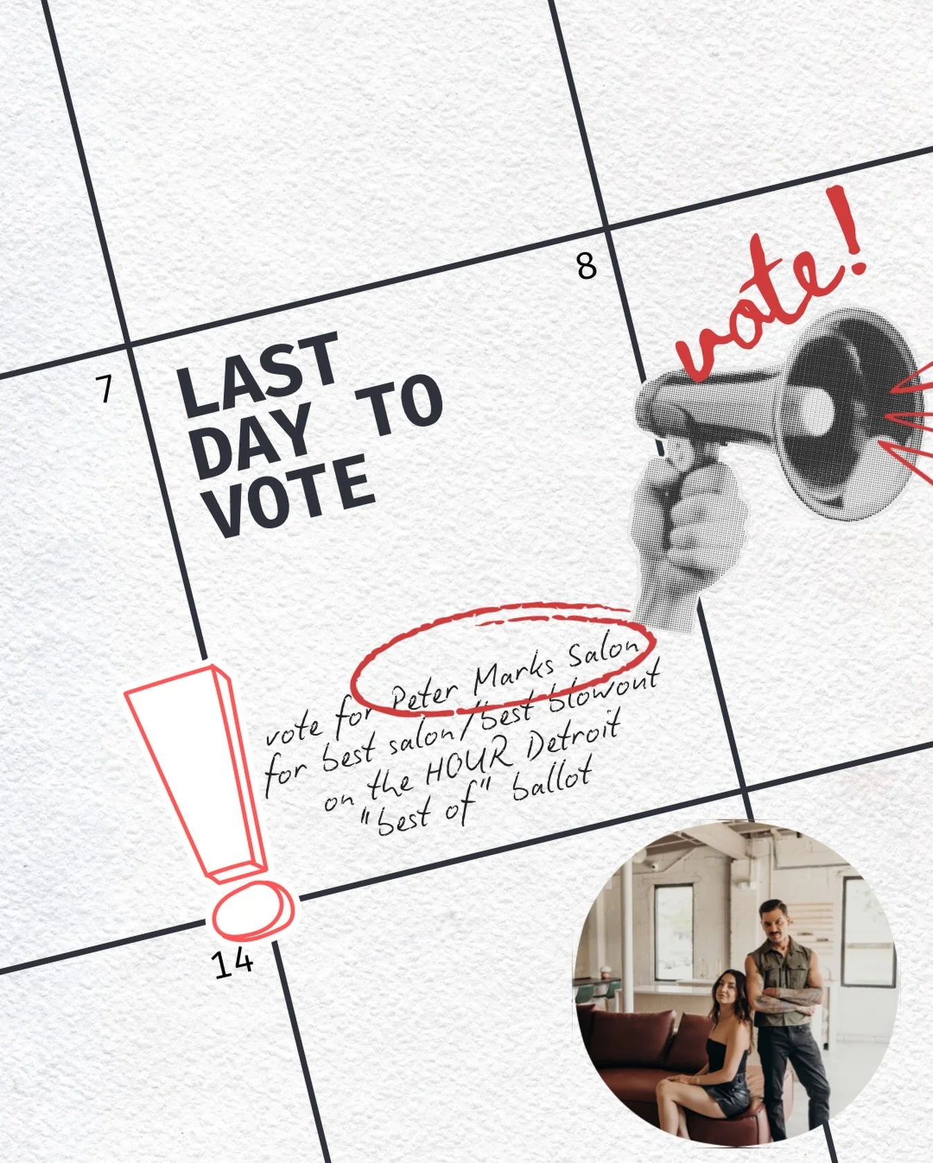 Today is the last day to VOTE! 

Choose Peter Marks for best salon/best blowout on the @hourdetroitmagazine &ldquo;best of&rdquo; ballot! 

🔗 in bio + stories! 

#bestofdetroit #hourdetroit #salon #topsalon