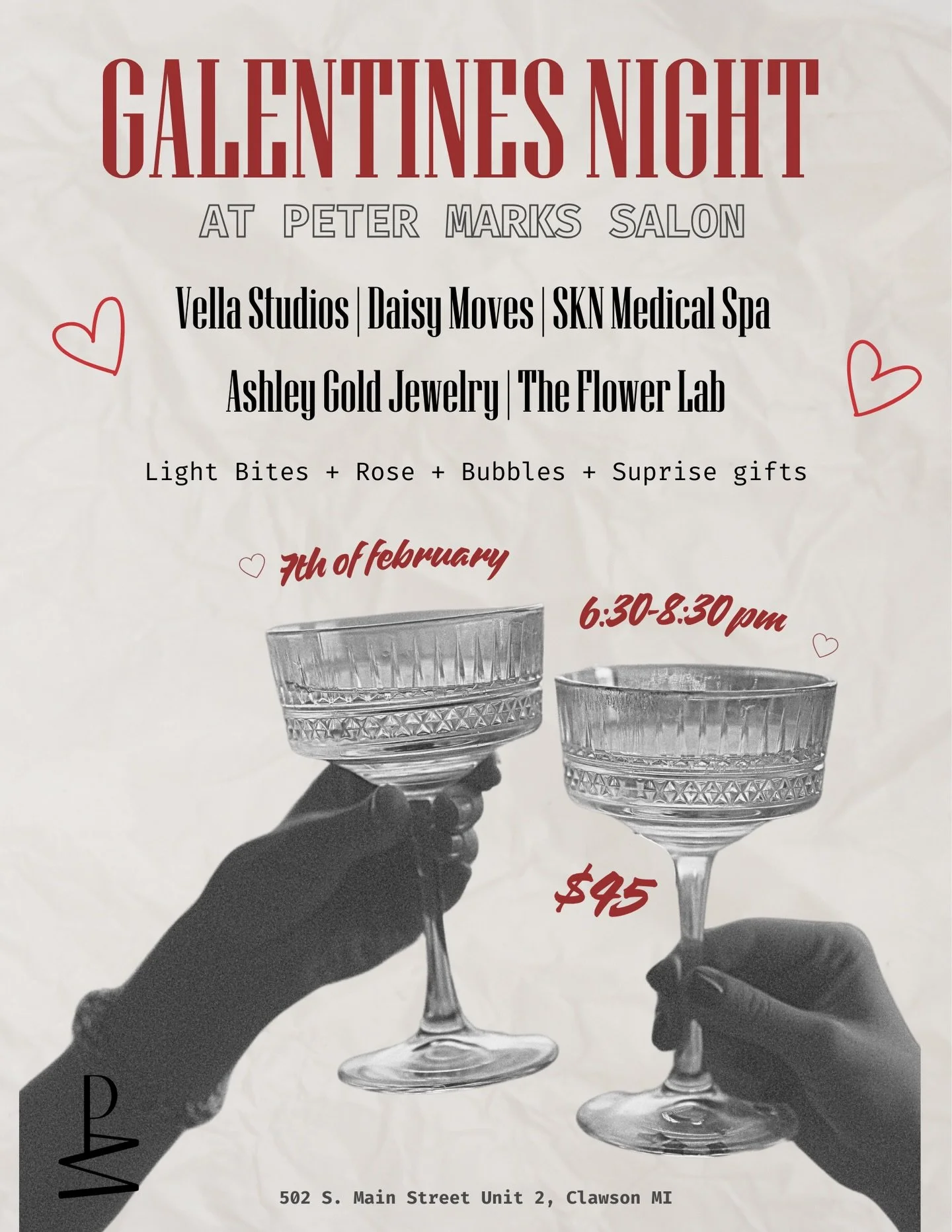 &hearts;️💕 Tickets are going fast! Don&rsquo;t miss our Galentines event on 2/7! 

💕45 minute Pilates class by @daisymoves of @vellastudiosmi {mat provided}

💕special discounts on Botox, IV&rsquo;s + vitamin shots by @skn_medical_spa @jess_sknmedi