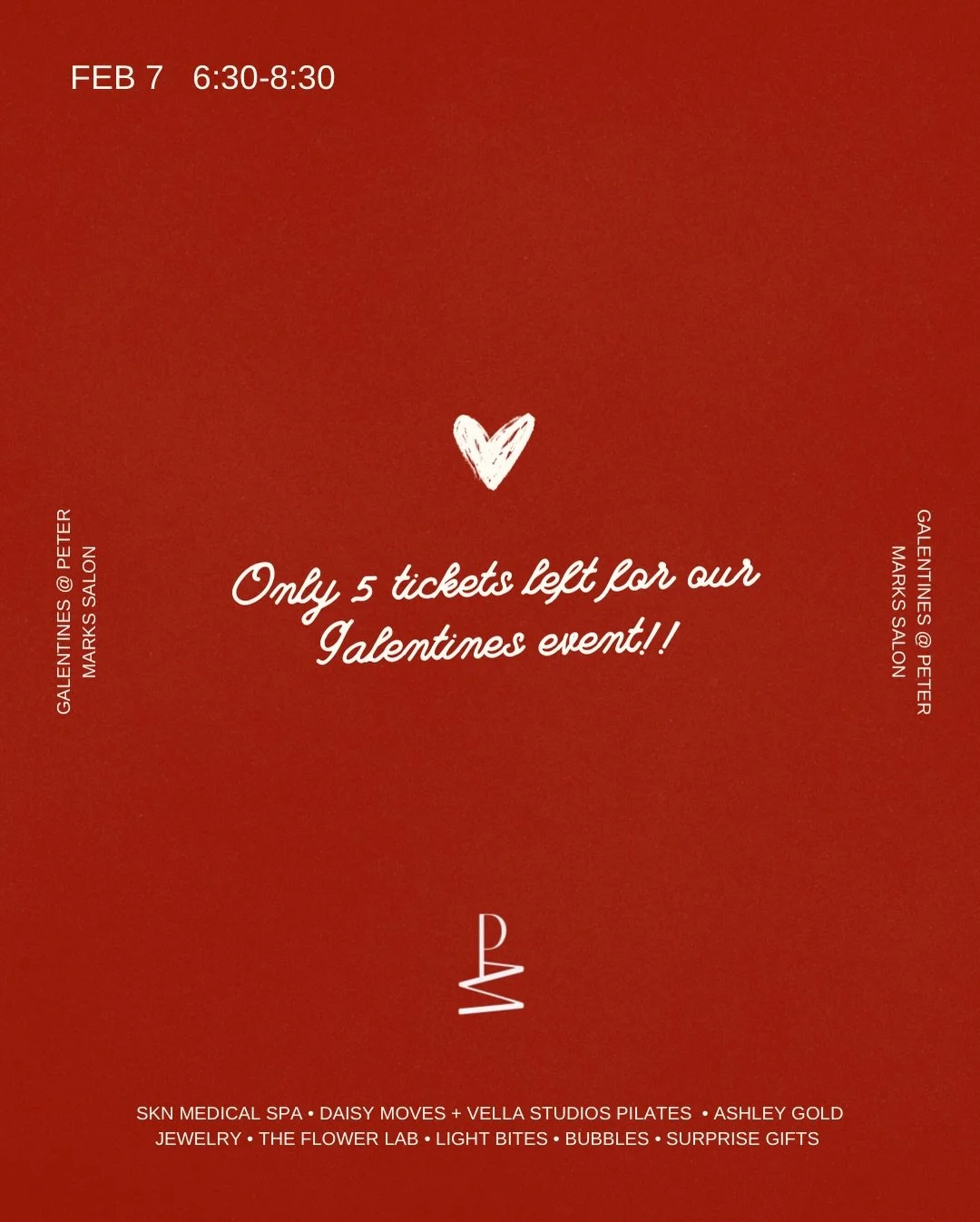 5 tickets left! 

🔗 in bio &hearts;️💕

@theflowerlabllc 
@daisymoves 
@vellastudiosmi 
@ashleyhcp 
@skn_medical_spa 
@chaletcreative 

#galentines #pilates #salon #event #&hearts;