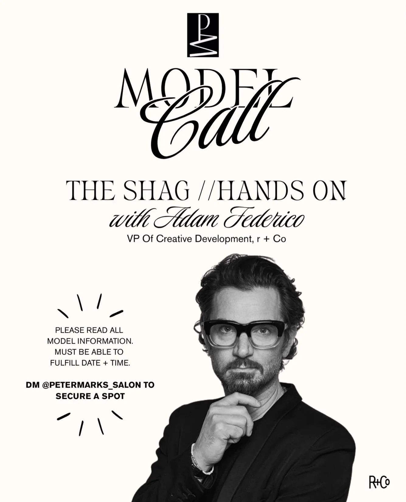 ‼️ MODEL CALL!!!! ✂️

We&rsquo;re looking for ELEVEN models for an exclusive hands-on shag class with @federicoadvanced of @randco at @petermarks_salon 

HAIRCUT // THE SHAG &mdash; textured, effortless, lived-in movement ✌🏼 

Model Requirements:
&b