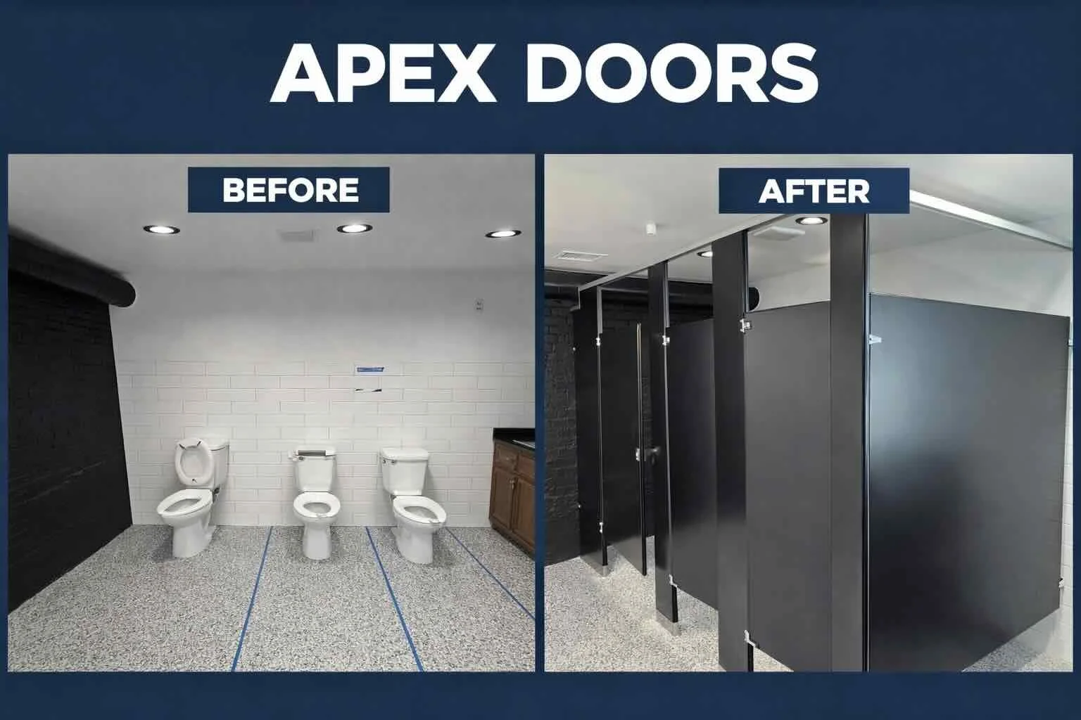 Bathroom Partition Installation in Tulsa Oklahoma. Powder coated steel toilet partition installation and supply in Tulsa, OK. 