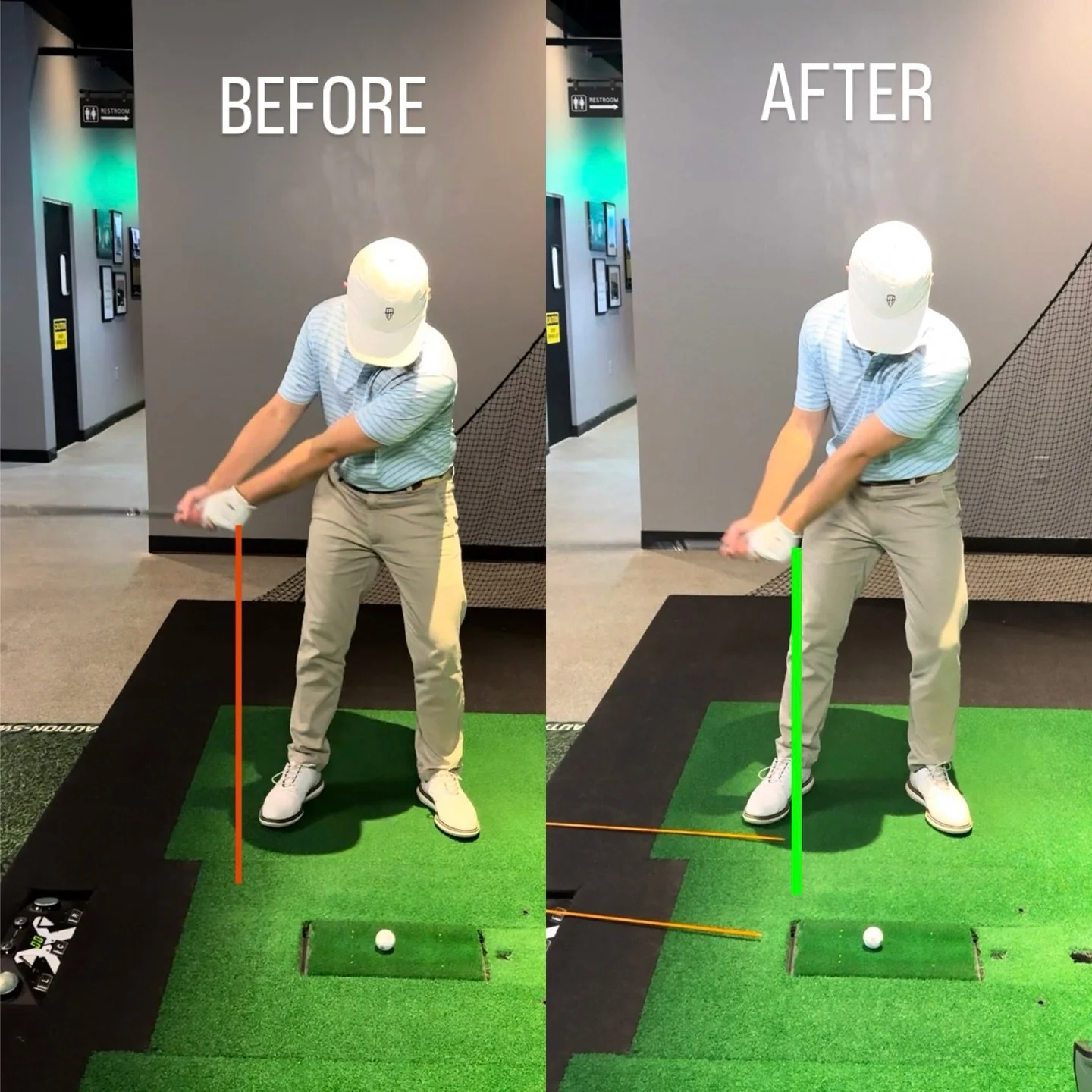 Beautiful job by the hard-working @tagerrity to shorten his arc width, which DRAMATICALLY helped him improve his ball striking. 

Any guesses as to why we would make these changes and how they can benefit a player? Would love to hear your thoughts!

