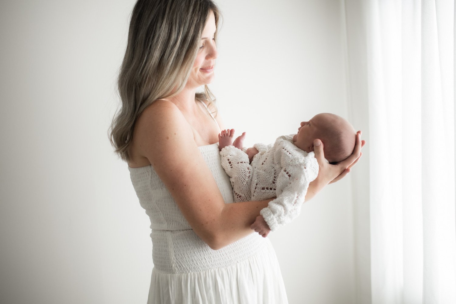 mom and baby in studio