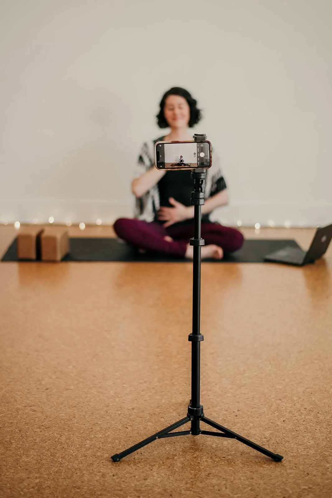 yoga instructor teaching online