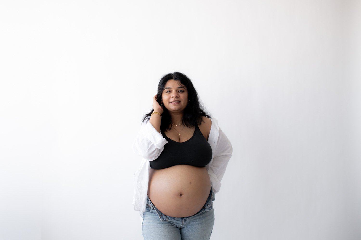 East Indian woman studio maternity shoot