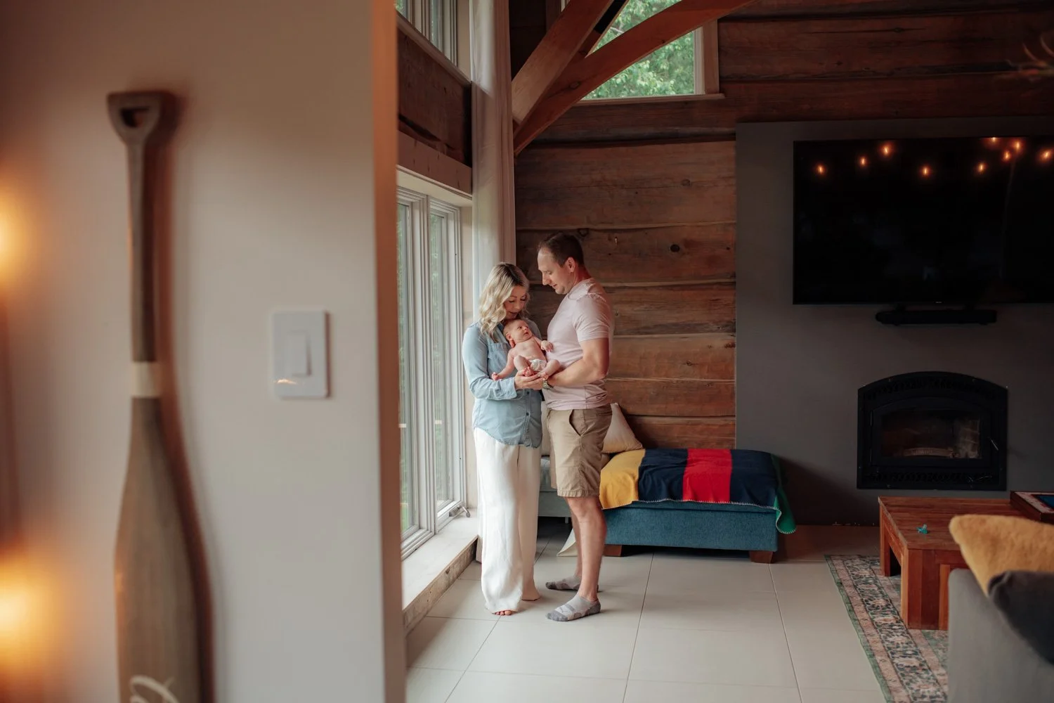 family of 3, home lifestyle shoot, baby girl