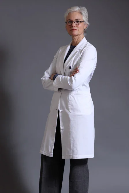 Women's Heritage physician coat by SPO 33 and Shaia, tailored medical coat Atlanta