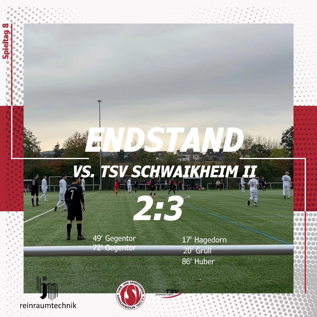 TSV Schwaikheim II – TSV Lippoldsweiler 2:3 (0:2)
Erster Sieg für unseren TSV! 💪
Auf dem Kunstrasen in Schwaikheim starteten wir richtig stark und gingen früh mit 2:0 in Führung. Nach der Pause kam Schwaikheim zurück und g