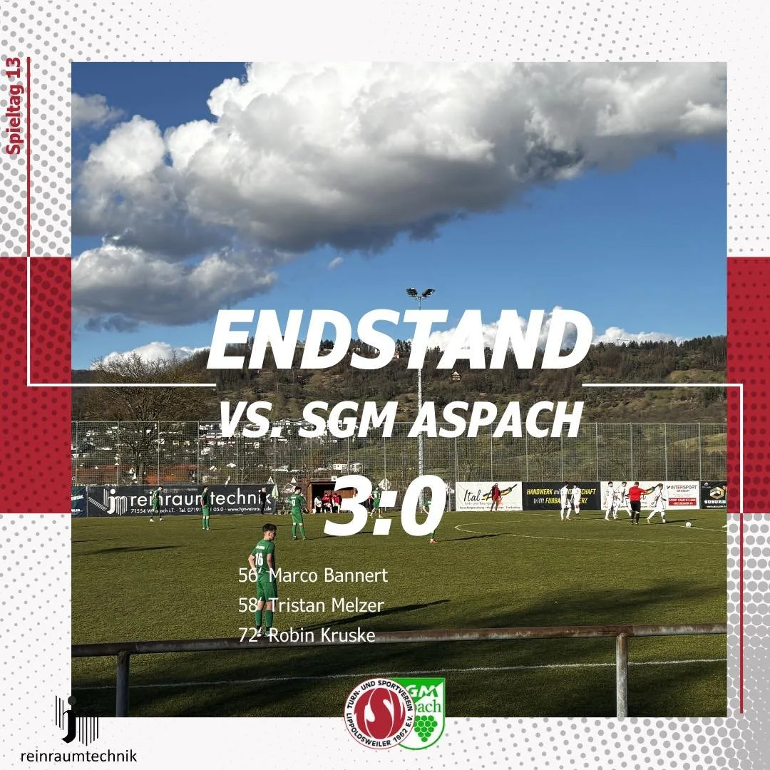 Heimsieg f&uuml;r unseren TSV! 🔥

Mit einer starken Leistung sichern wir uns einen verdienten 3:0-Erfolg! 💪
Nach einer intensiven ersten Halbzeit gingen wir torlos in die Pause, doch nach dem Seitenwechsel drehten wir richtig auf:

⚽ 56&lsquo; Marc