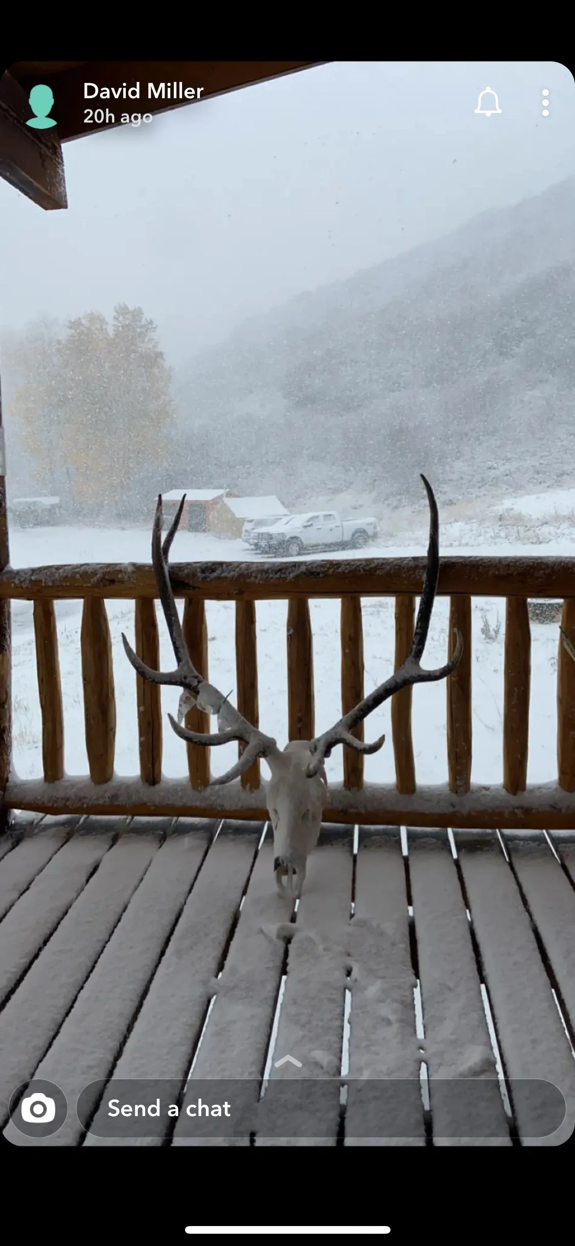 28. RV - elk skull on porch in snow.jpeg