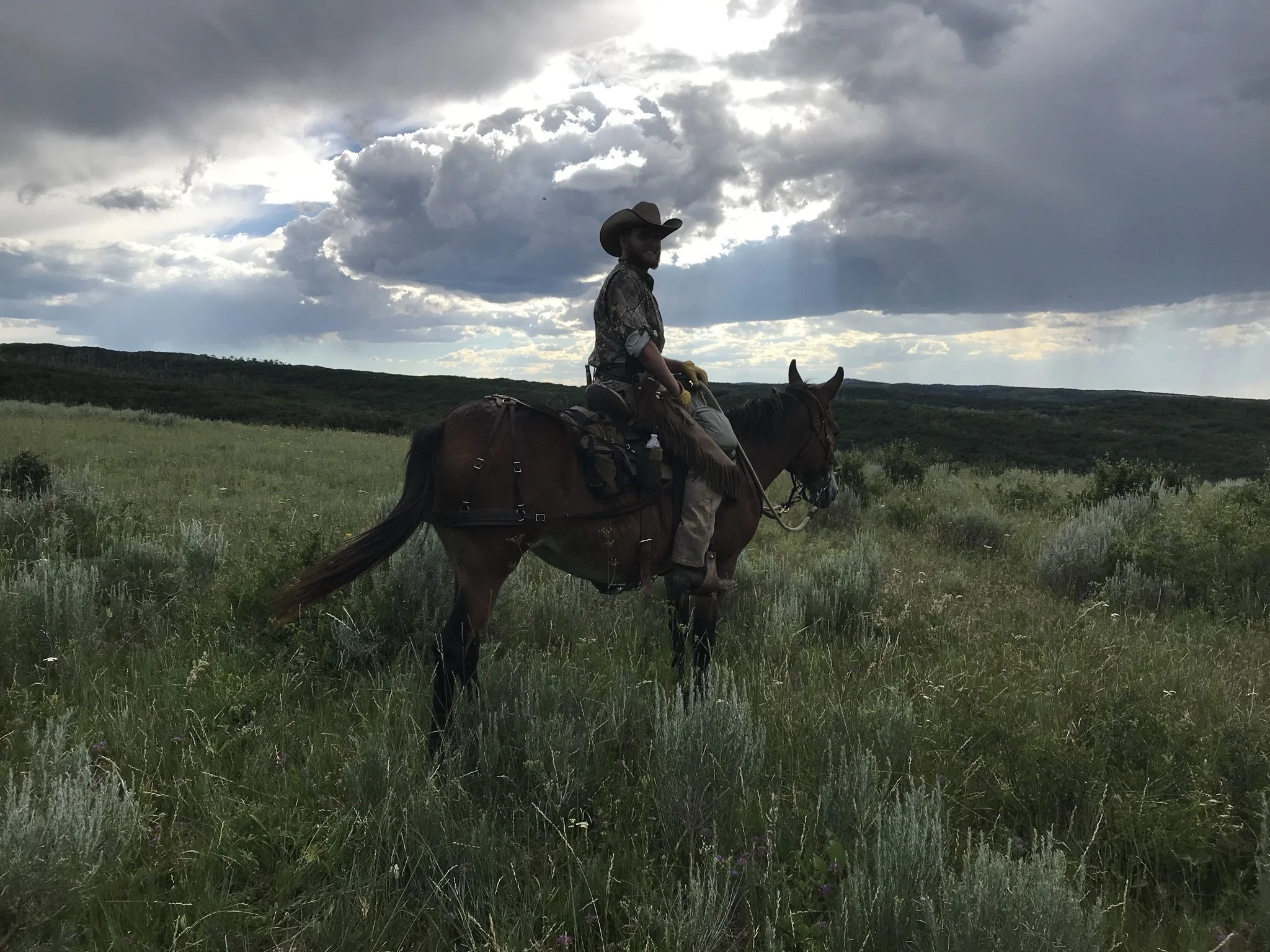 7. RV - Will on horse - shadowed face - red horse cowboy hat.jpeg