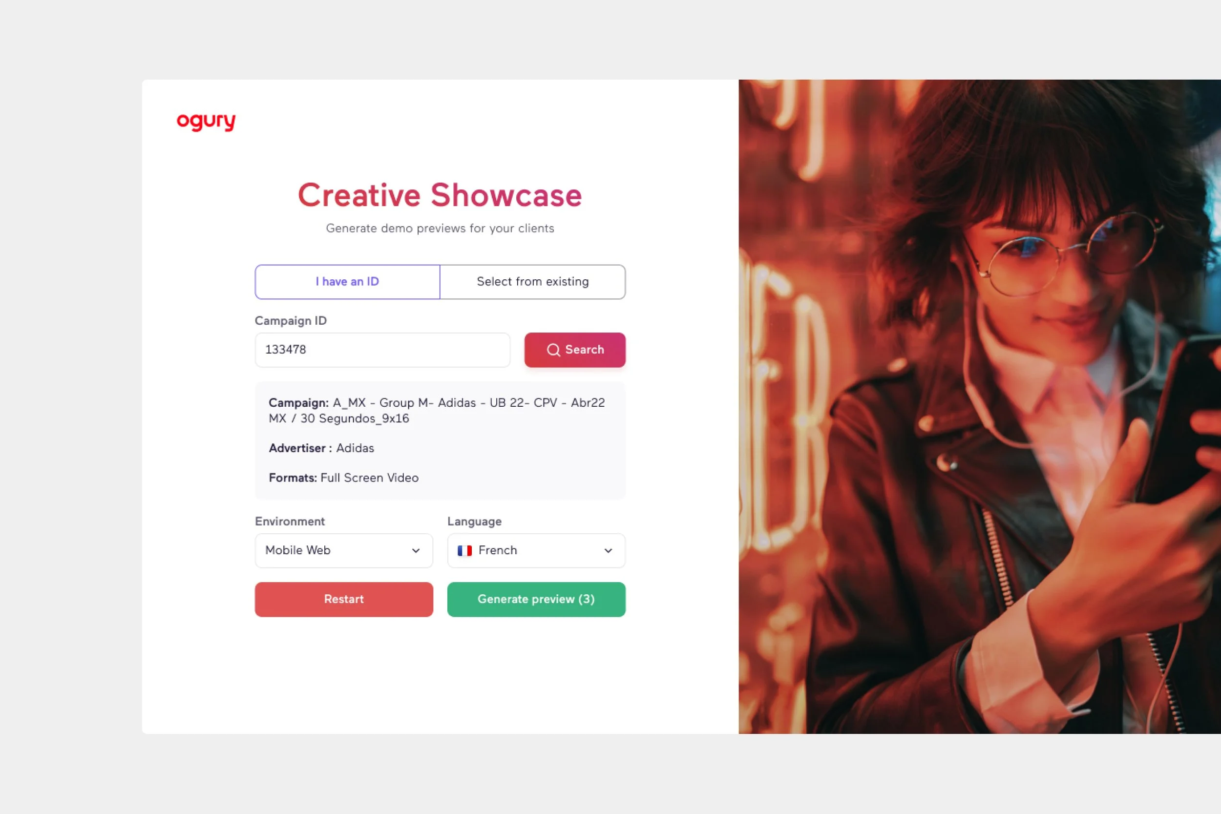 Ogury : Demo Showcase & Demo Page