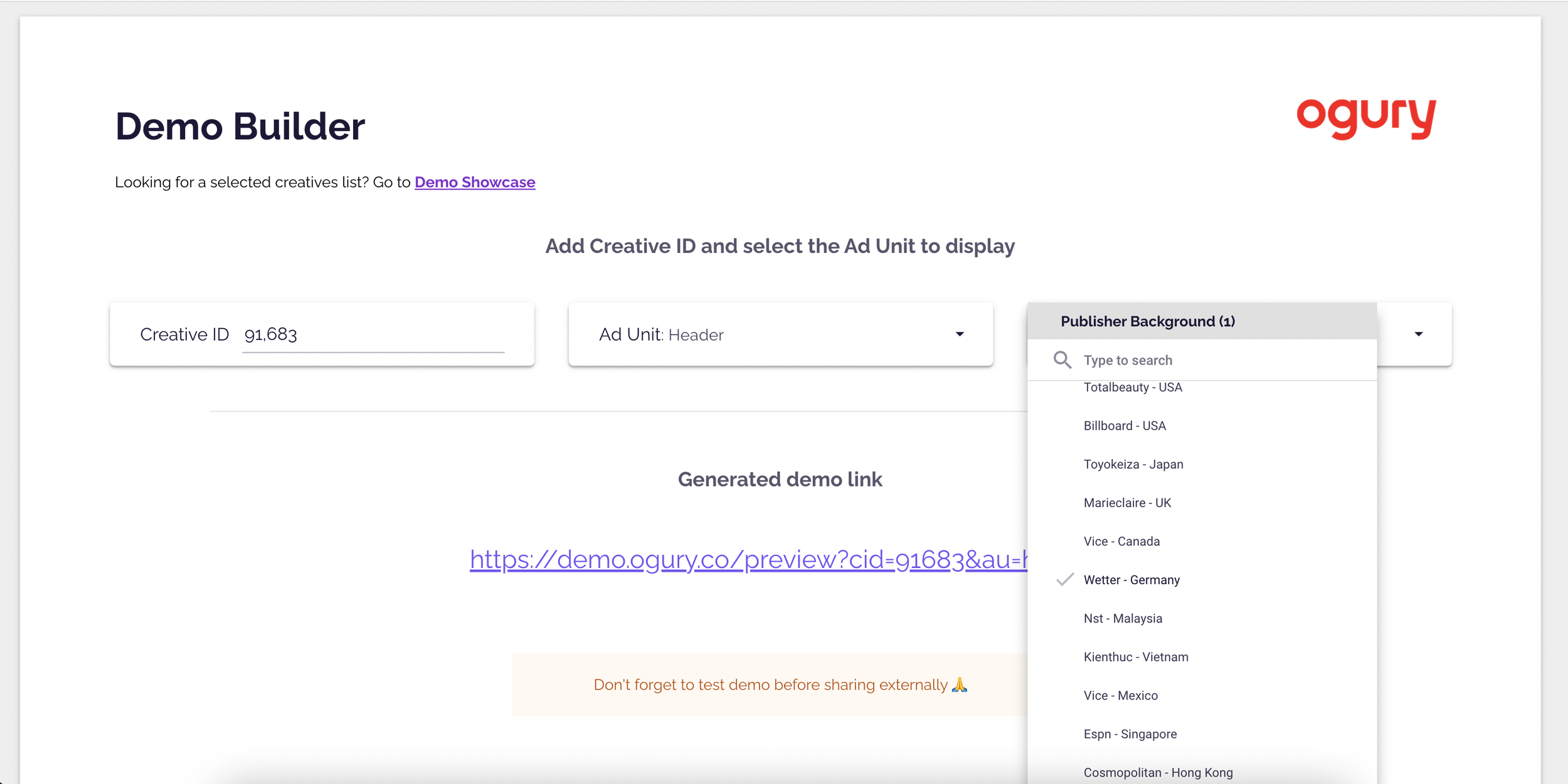 Demo Builder: Google Data studio (easy solution)