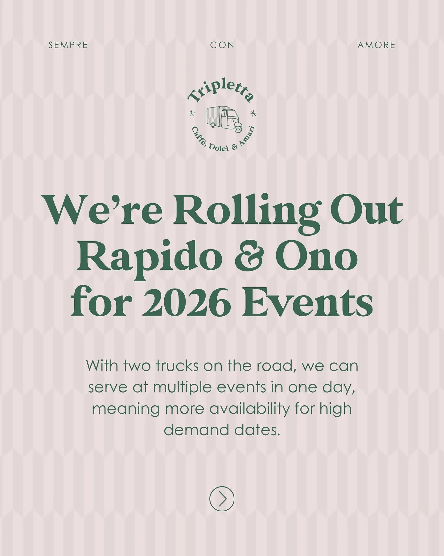 2026 events just got better because we&rsquo;re rolling out two trucks: Rapido + ONO! 🚚✨

That means more availability, more flexibility, and the same incredible experience you know and love.
☕ We&rsquo;ll bring the truck that best fits your event.
