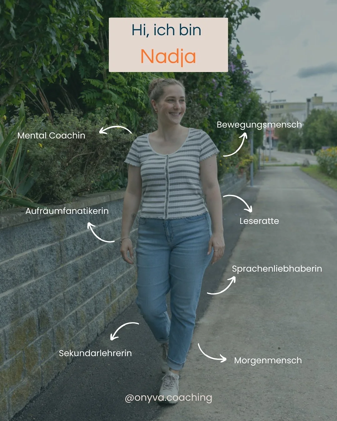 🪷 Hi, ich bin Nadja &ndash; Mental Coachin &amp; Lehrerin aus Leidenschaft!
Ich helfe dir, innere Klarheit zu finden, Blockaden zu l&ouml;sen und mit Leichtigkeit dein volles Potenzial zu entfalten. 📈

Als Bewegungsmensch, Sprachenliebhaberin und A