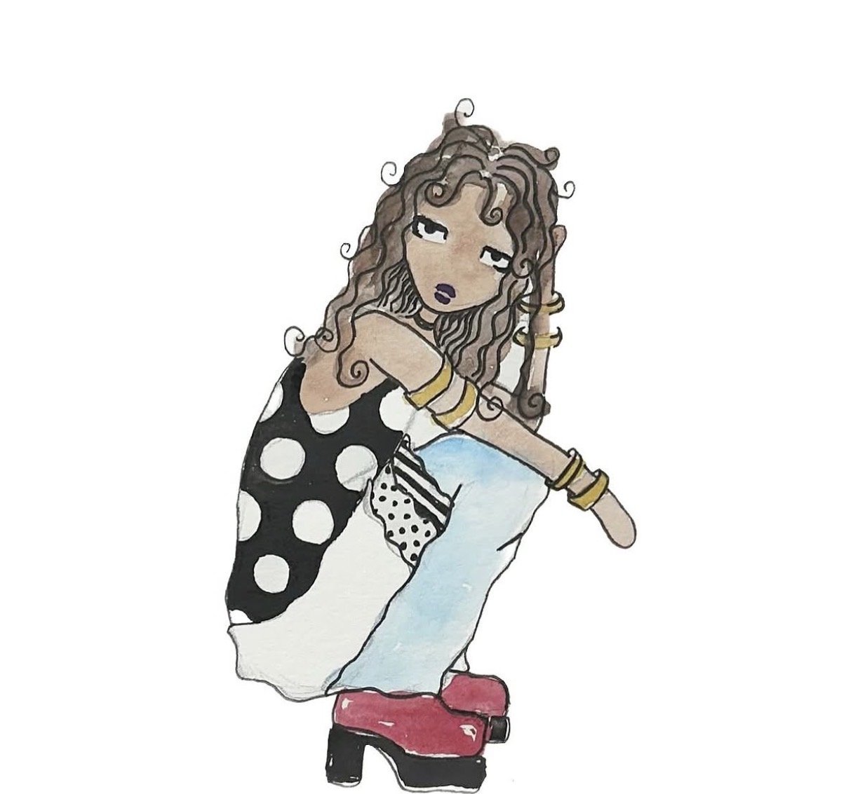Chloe
Watercolor and pen