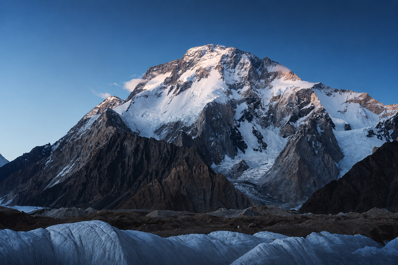 Broad Peak in Pakistan's Karakoram mountain range, an 8,000-meter peak renowned for high-altitude mountaineering and alpine expeditions.