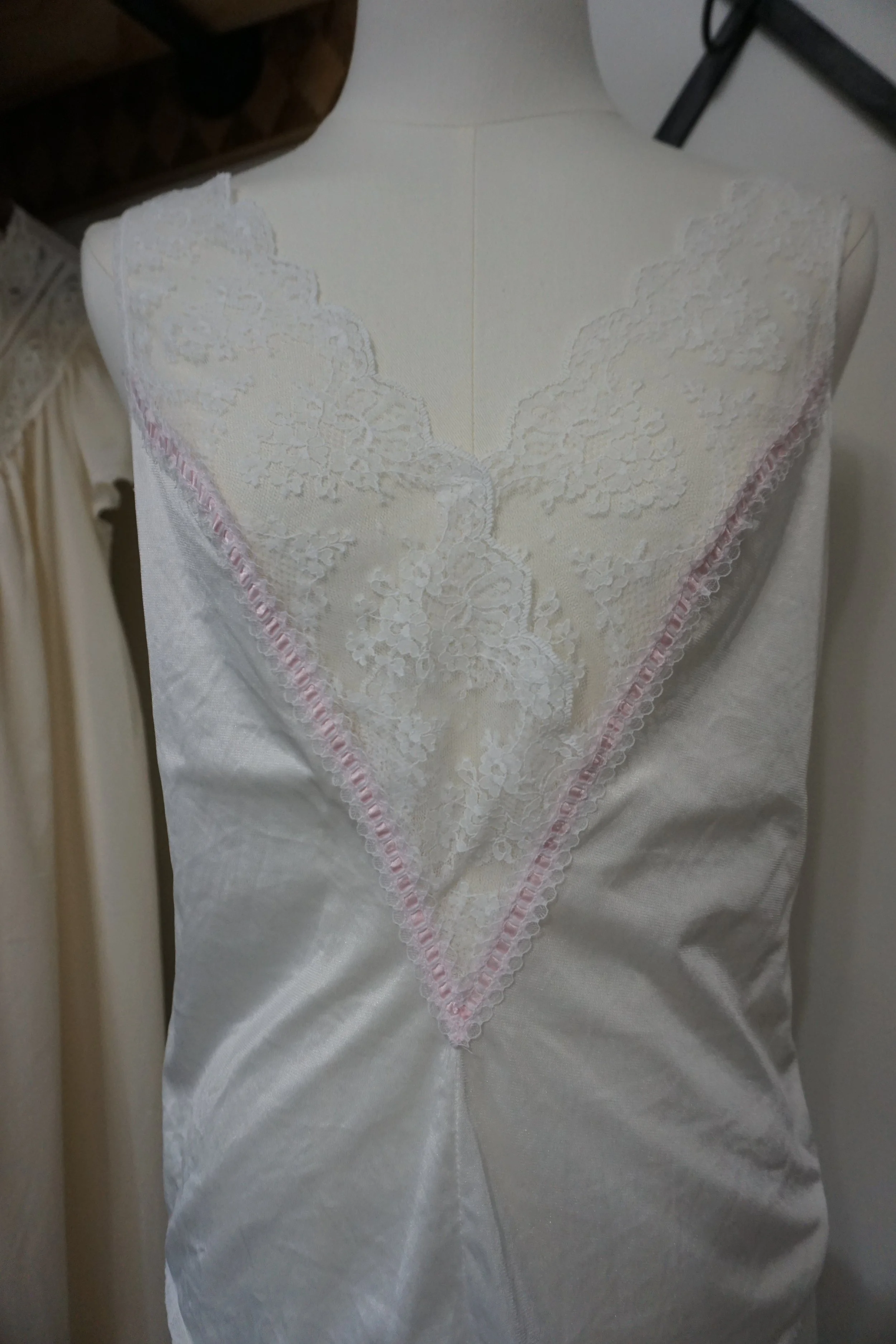 white & blush lace camisole