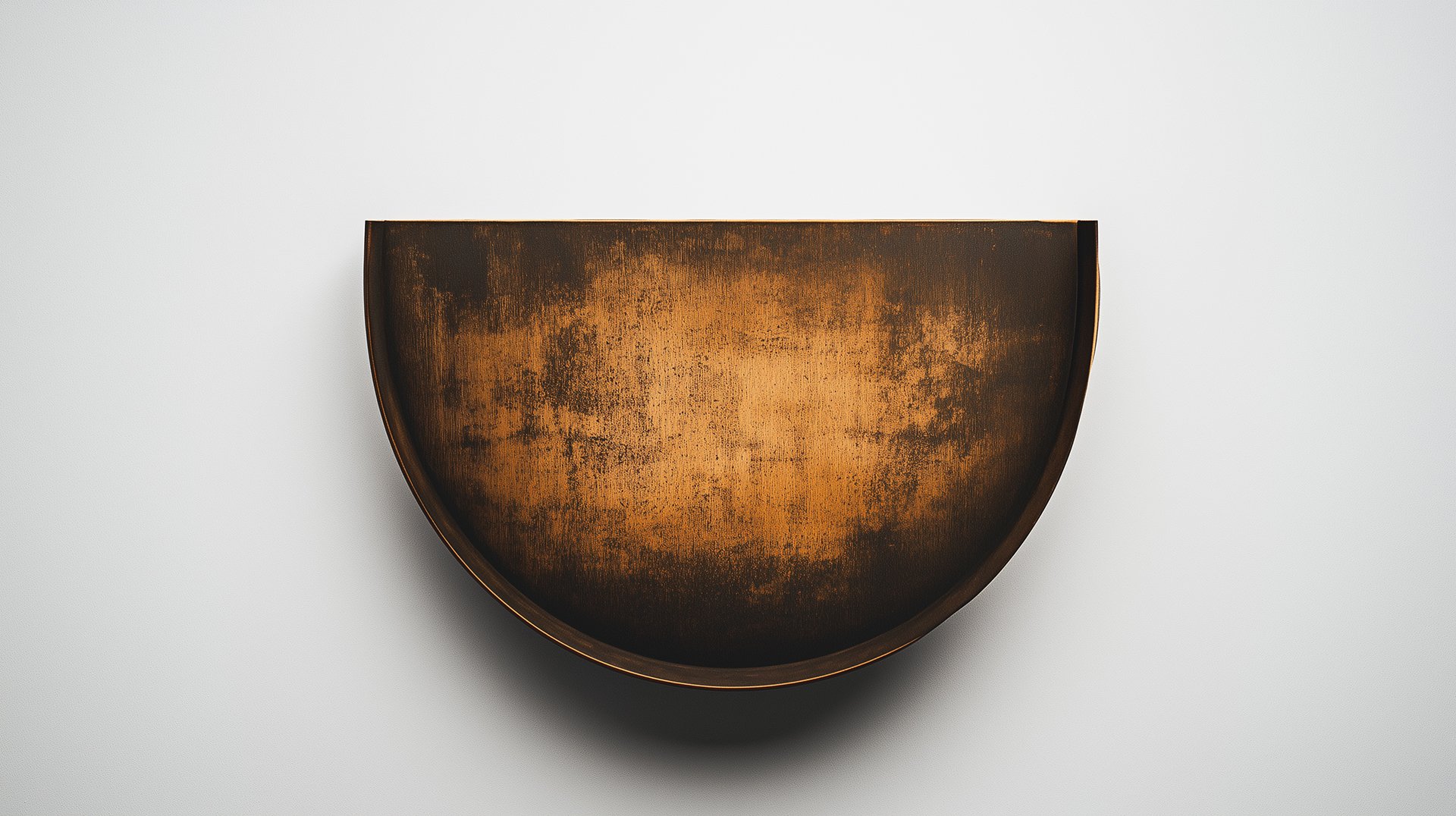 Minimalist half-circle wall sculpture with rustic texture