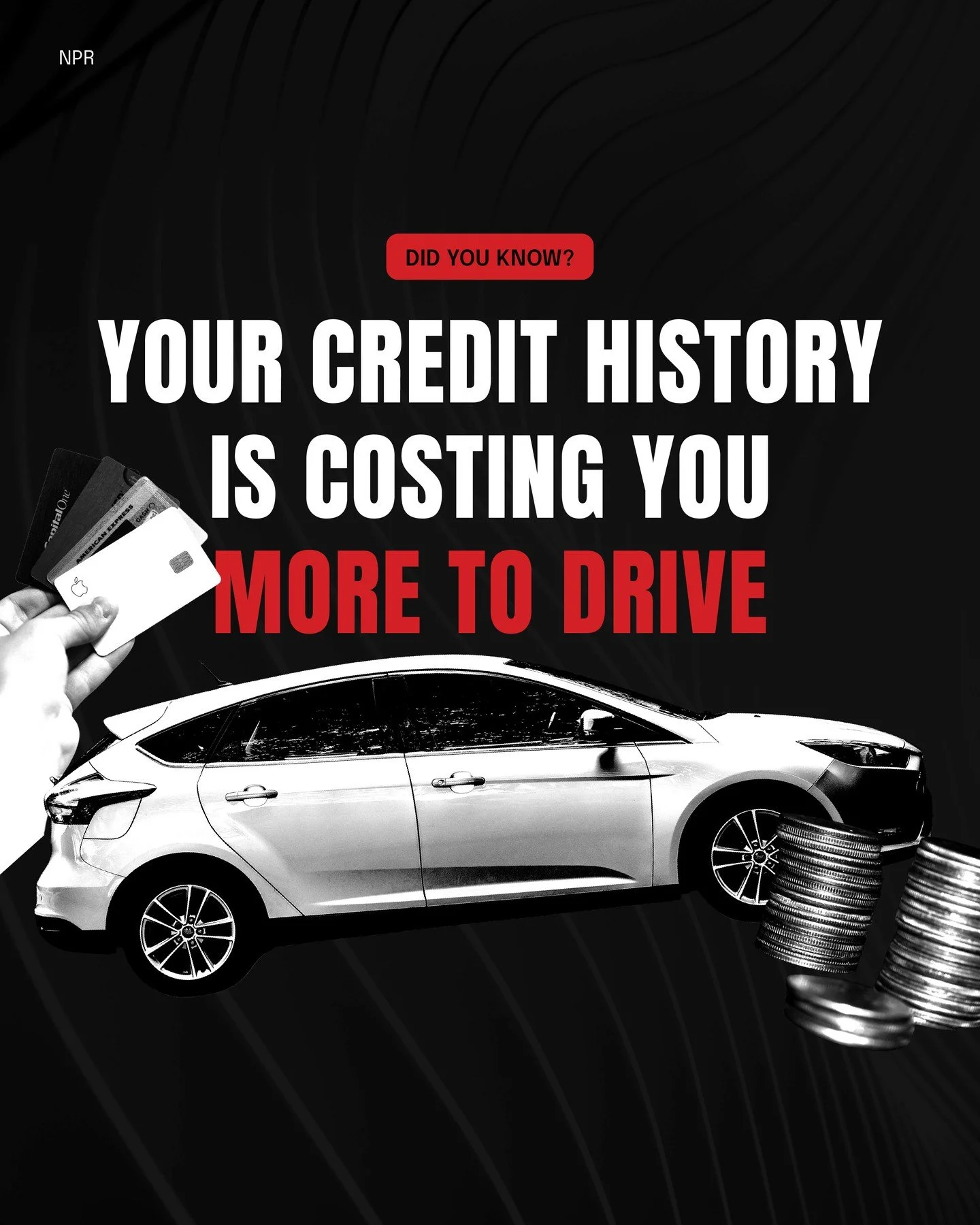 Your car insurance premium is more about credit history than driving history. 🚗💸

NPR found that drivers with poor or &ldquo;thin&rdquo; credit can be charged thousands more a year than drivers with excellent credit for the same coverage. Lower-inc