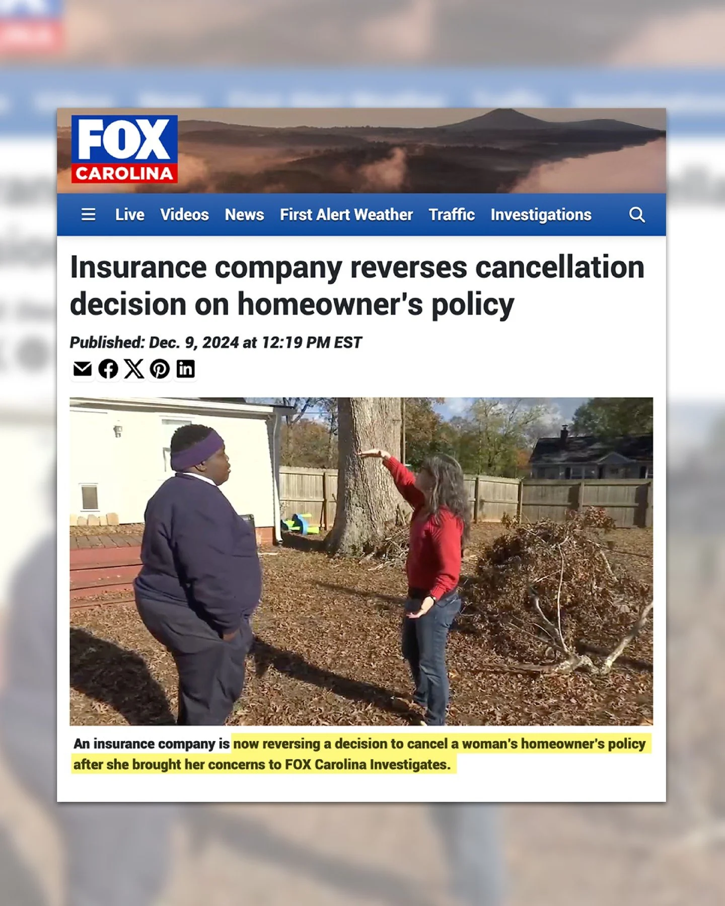 🏠🔍 A South Carolina homeowner found herself blindsided when her insurer notified her of a cancellation, just a week before an inspection and without a clear explanation. Thankfully, after advocacy and media reporting, the decision was reversed&mdas