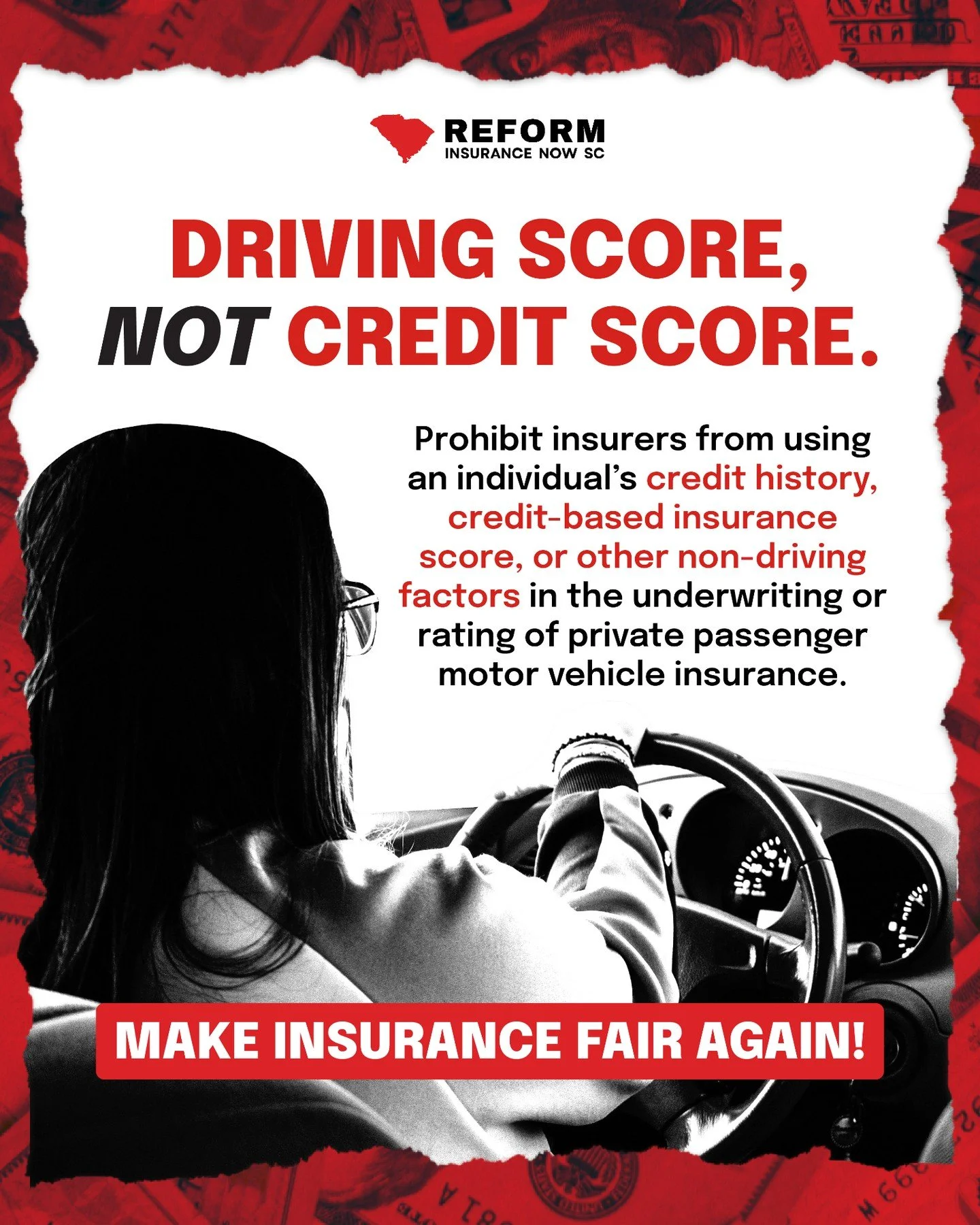 Your credit score doesn&rsquo;t drive your car, but it can double your insurance bill.

Data presented by the Consumer Federation of America shows that South Carolina drivers with the same car, same commute, and same perfect driving record can pay ov