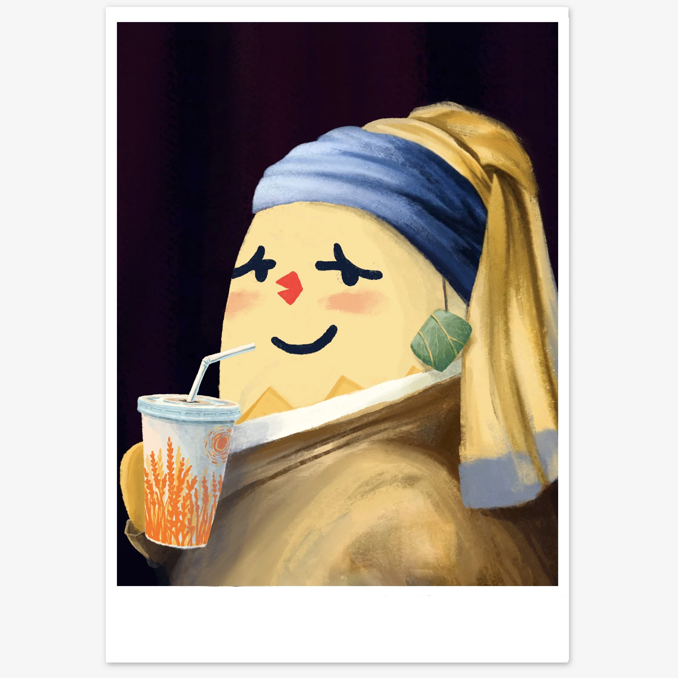 《戴珍珠雞耳環的少女》  "Girl with a Pearl Chicken Earring" A5 print