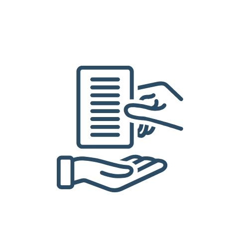 Illustration of a hand holding a smartphone and another hand underneath, symbolizing mobile payment or data transfer.