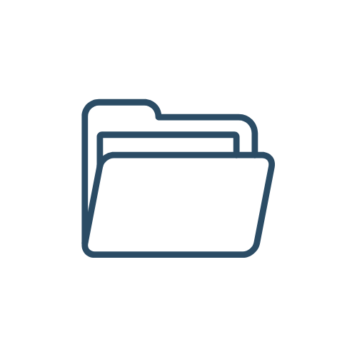 Outline icon of a folder with paper inside