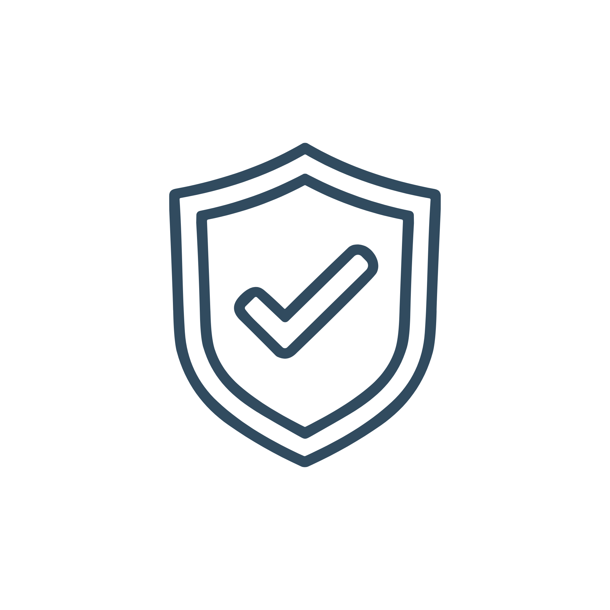 Outline of a shield with a check mark in the center.