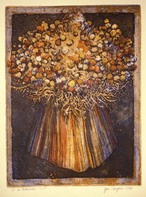 “O to Flourish” copper plate etching 9x12 in