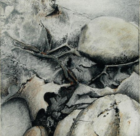 "Moeraki Rocks I" solar plate 6x6 in