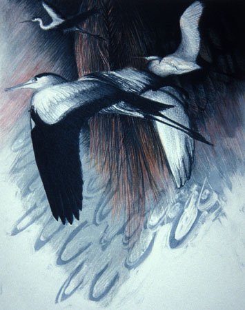 "Out of the Young Grow the Old" lithograph/monotype 12x16 in