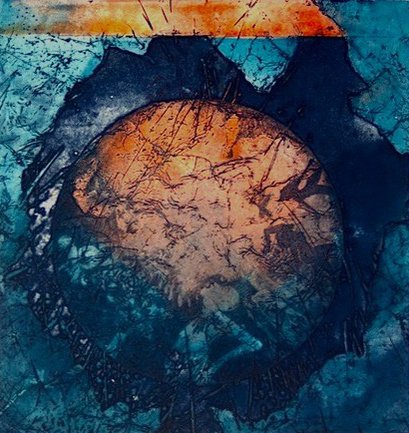 "When We Learn to Come Together We are Whole" intaglio/viscosity 14x16 in