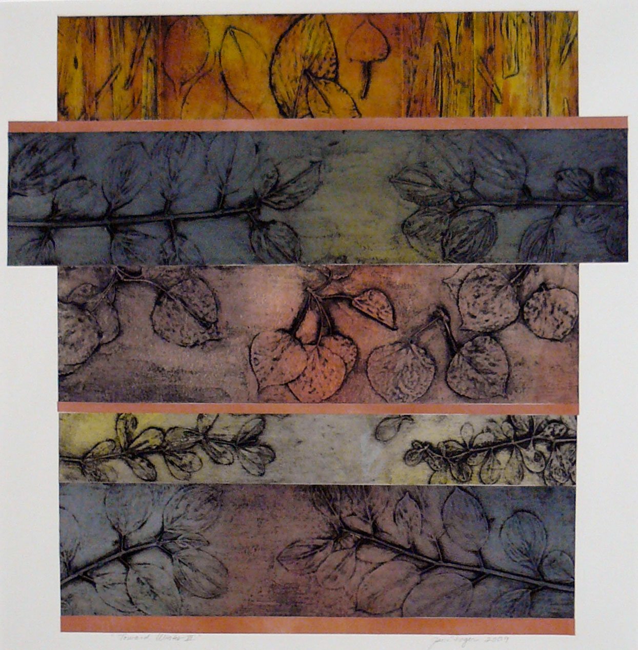 "Toward Winter III" collograph 18x18 in
