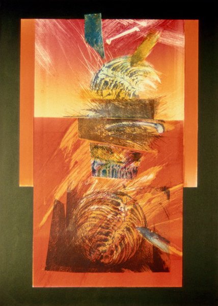 "I Have been Searching Old Woman" lithograph/monotype 21x29 in