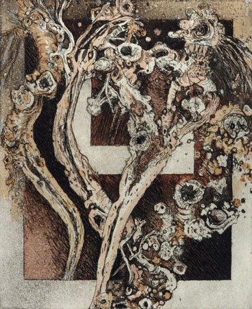"Prized Possession IV" hand-colored intaglio 5x7 in
