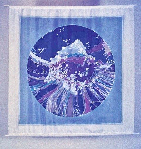 “Skeletal Tissue” Tinfix dyes on China silk 31x31 in