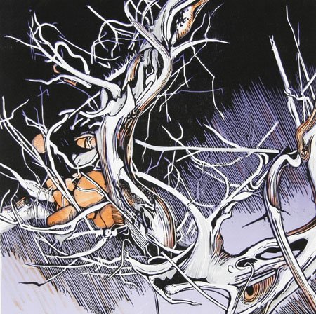 "Weathered Beauty I" woodcut/monotype 16x16 in