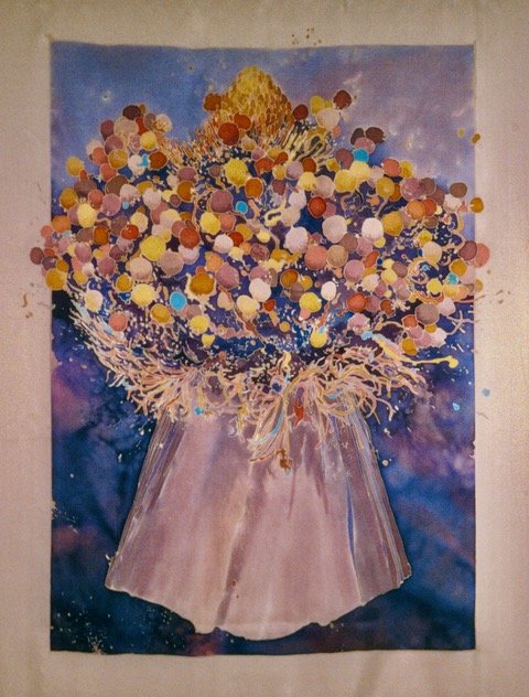 “Vinca II” Tinfix dyes on China silk 30x45 in